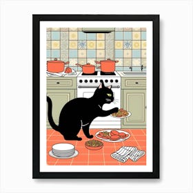 Cat In The Kitchen Art Print