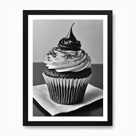 Black And White Cupcake 1 Art Print