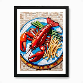 Lobster And French Fries Art Print