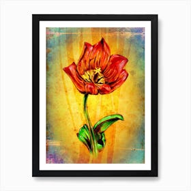 A Flower Nature Art Illustration In A Painting Style 12 Art Print