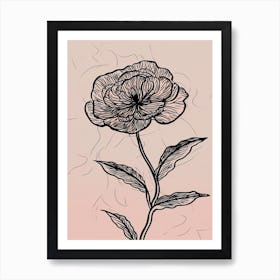 Line Art Marigold Flowers Illustration Neutral 13 Art Print