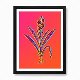 Neon Wachendorfia Thyrsiflora Botanical in Hot Pink and Electric Blue n.0327 Art Print
