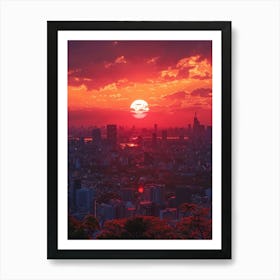 Sunset In Tokyo 3 Art Print