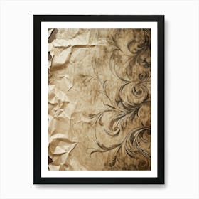 Abstract Pattern Swirling Across A Vintage Crumpled Paper Tones Of Sepia And Muted Earth Colors Fr (5) Art Print