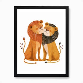 African Lion Mating Rituals Clipart 1 Art Print