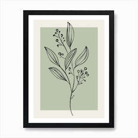 Neutral Wall Floral Botanical Line Art Minimalist Modern Bedroom Living 3 Art Print