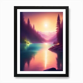 Sunset In The Forest Art Print