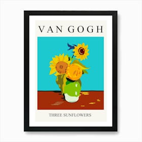 Three Sunflowers Van Gogh Art Print