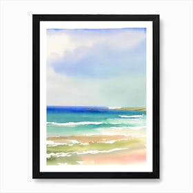 Newquay Beach 3, Cornwall Watercolour Art Print