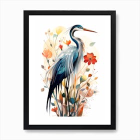 Bird Painting Collage Great Blue Heron 4 Art Print