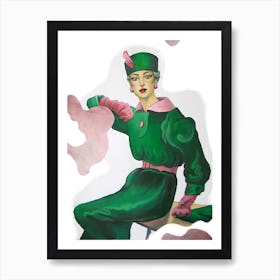 Lady In Green Art Print