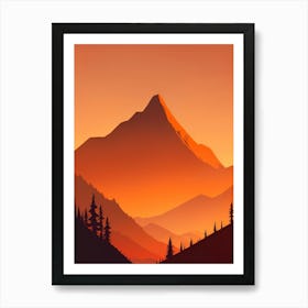 Misty Mountains Vertical Composition In Orange Tone 163 Art Print