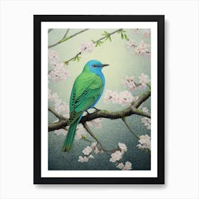 Ohara Koson Inspired Bird Painting Bluebird 2 Art Print