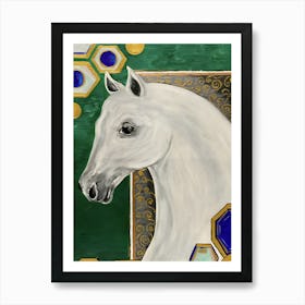 White Horse 1 Diptix Art Print