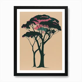 Ebony Tree Colourful Illustration 1 Art Print