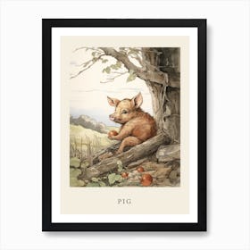 Beatrix Potter Inspired  Animal Watercolour Pig 2 Art Print