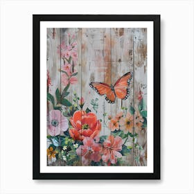 Butterfly And Flowers 14 Art Print