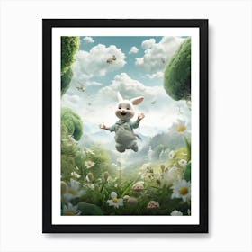 Smiling sheep floating in the air 1 Art Print