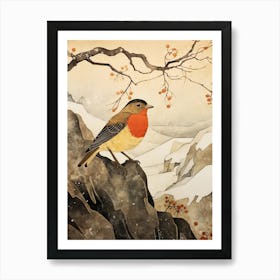 Bird Illustration European Robin 3 Art Print