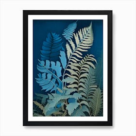 Crisped Blue Fern Rousseau Inspired Art Print