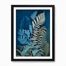 Crisped Blue Fern Rousseau Inspired Póster