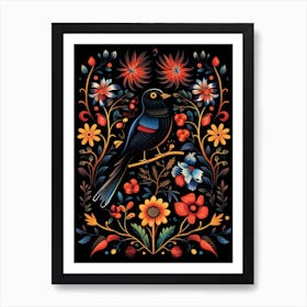 Folk Bird Illustration Crow 2 Art Print