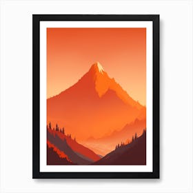 Misty Mountains Vertical Composition In Orange Tone 135 Art Print