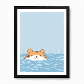 Tiger In The Water 2 Art Print