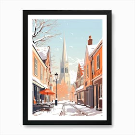 Vintage Winter Travel Illustration Canterbury United Kingdom 1 Art Print