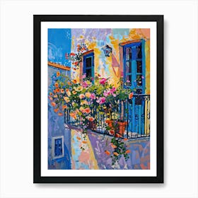 Balcony Painting In Rhodes 4 Art Print