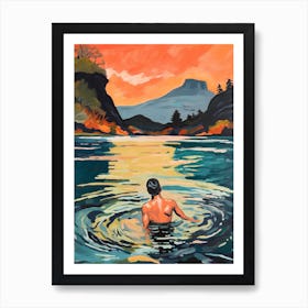 Wild Swimming At Derwentwater Cumbria 2 Art Print