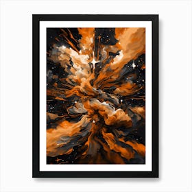 Abstract Painting of Twisting Clouds of Gas in Space Art Print