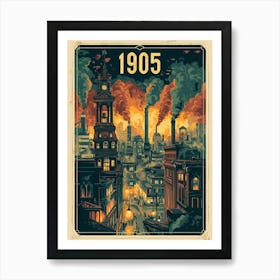 Aihrgdesign A Nostalgic Poster Of A 1905 City Skyline At Dusk 317eda9a B6b8 4438 8008 67f57208dbe4 1 Art Print