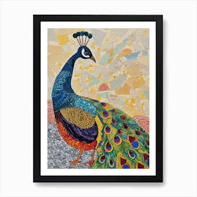 Textured Geometric Peacock 2 Art Print