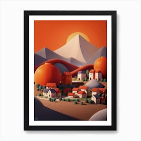 Orange Village Art Print