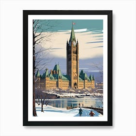 Vintage Winter Ottawa Illustration Travel Poster wall art Art Print