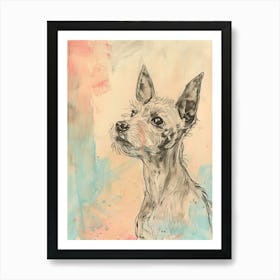 Pastel Terrier Dog Pastel Illustration 2 Art Print