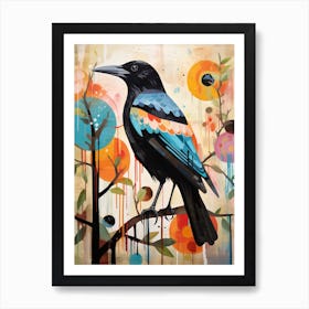Bird Painting Collage Crow 3 Art Print