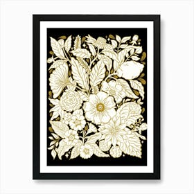 Gold Leaf Flowers Art Print