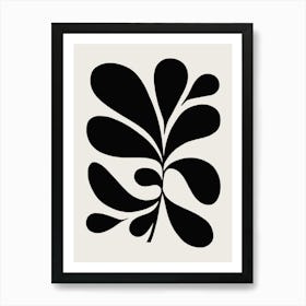 Minimal Abstract Matisse Leaf Cut-out - White on Black 2/2 Art Print