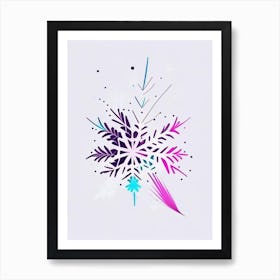 Unique, Snowflakes, Minimal Line Drawing 3 Art Print