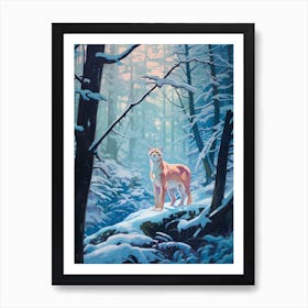 Winter Mountain Lion 2 Illustration Art Print