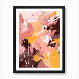 Pink And Yellow Autumn Abstract Painting Art Print