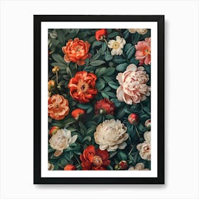 William Morris Inspired Flower Pattern 11 Art Print