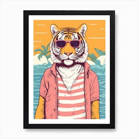 Tiger Illustrations Wearing A Beach Suit 4 Art Print