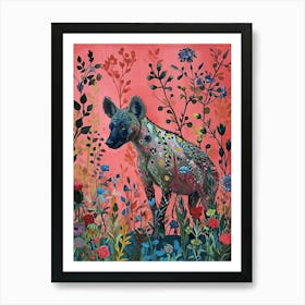 Floral Animal Painting Hyena 1 Art Print