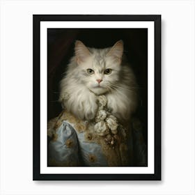 Cat In Medieval Clothing Rococo Style 5 Art Print