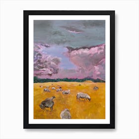 Big Clouds Little Sheep Art Print