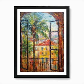 Window View Of Havana In The Style Of Impressionism 1 Art Print