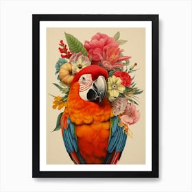 Bird With A Flower Crown Parrot 3 Art Print